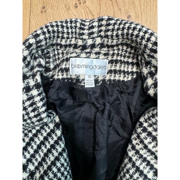 NEW Bloomingdales Women's Vintage 90's Wool Plaid Overcoat Cropped Peacoat - Picture 3 of 10